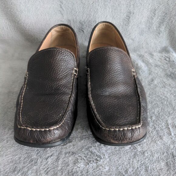 ECCO Driving Slip On Loafers Shoes Men\'s 9-9.5 Brown Pebble Leather Moccasins main image 8
